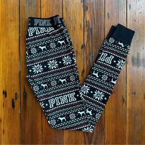 Mid-2010s Victoria's Secret PINK fair isle low rise thermal leggings XS